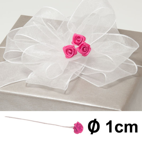 Dekorační přízdoba - textilní růže Ø10 mm ( 12 ks/bal )