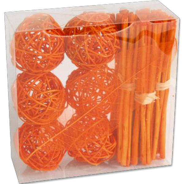 Dekorační ratanová sestava - oranžová (1 ks)