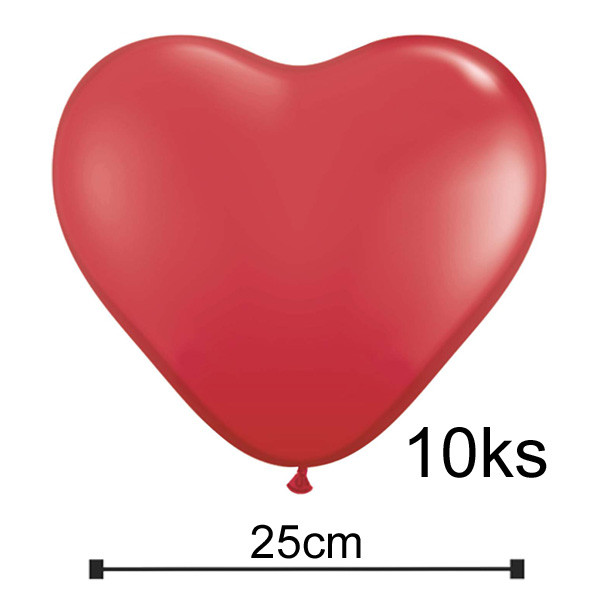 Balonek SRDCE - Ø25 cm - červená (10 ks/bal)