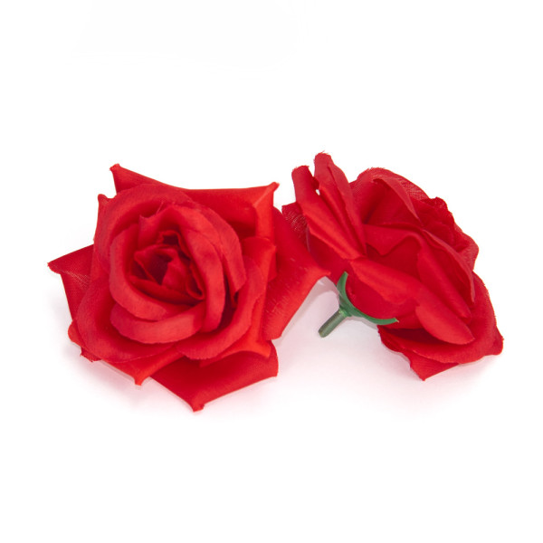 Umělá růže textilní  Ø8 cm - červená (10 ks/bal)