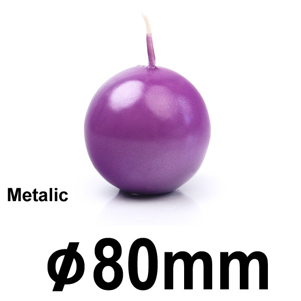 Svíčka koule METALIC Ø 8 cm  - fialová (1 ks)