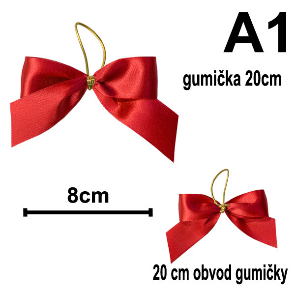 Mašlička s gumičkou 20 cm - typ A1 - červená (10 ks/bal)