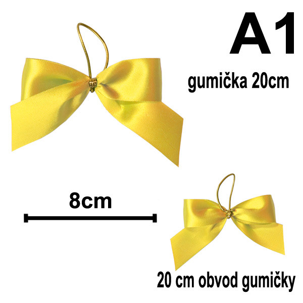 Mašlička s gumičkou 20 cm - typ A1 - žlutá (10 ks/bal)