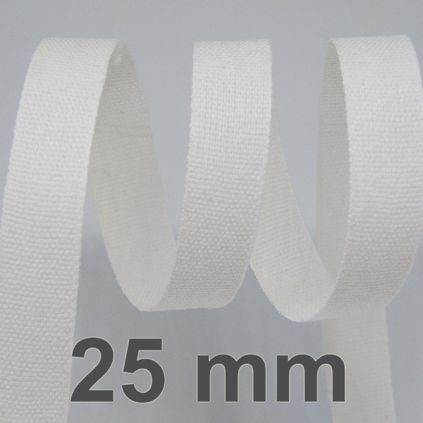 Bavlněná stuha - Cordula 25 mm - bílá 101 (20 m)