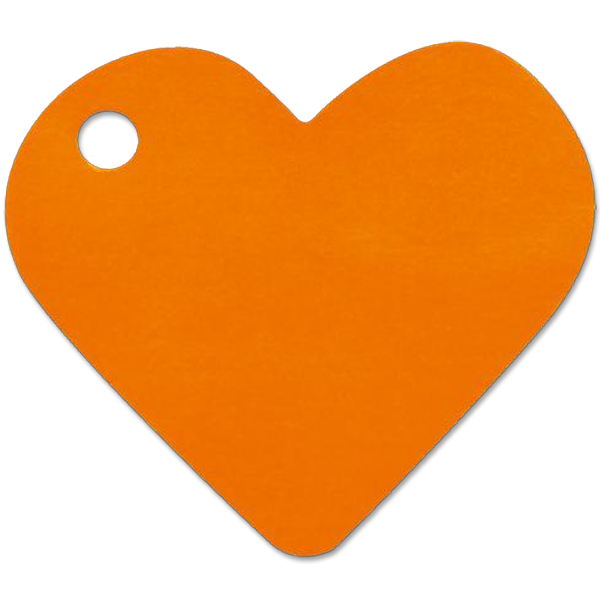 Svatební jmenovka 4x4cm - srdce - oranžová (10ks/bal)