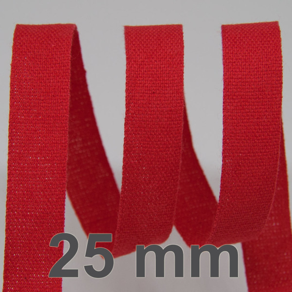 Bavlněná stuha - Cordula 25 mm - červená 123 (20 m)