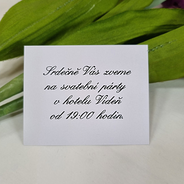 Pozvánka ke svatebnímu stolu UNI 8 x 6,5 cm - bílá křída (1 ks)
