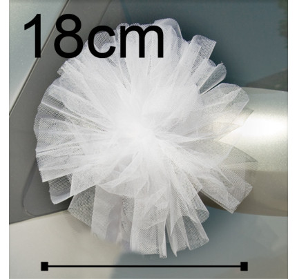 Tylové koule na výzdobu svatebního auta - bílá (18cm, 6ks/kr)