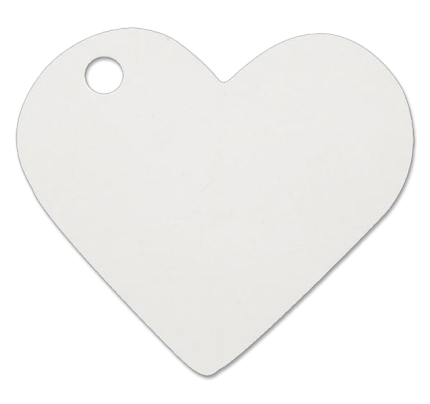 Svatební jmenovka 4x4cm - srdce - bílá (10ks/bal)